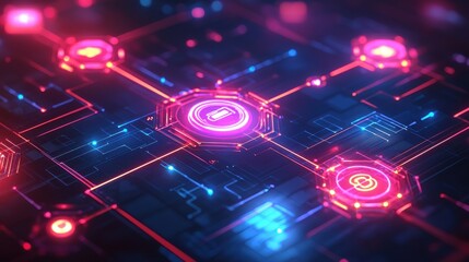 Aufkleber - Exploring dynamic glowing pathways of instant internet high fidelity in a futuristic digital space
