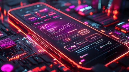 Aufkleber - Dynamic internet banking app screens transitioning with high fidelity mobile interface digital environment user experience banking innovation