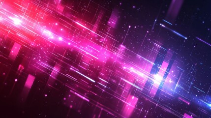 Aufkleber - Abstract Digital Cyberpunk Neon Glowing Lines Background