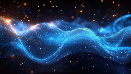 Poster - abstract blue data connections background with copy space, hd image