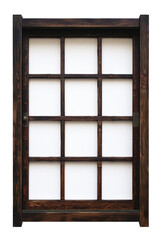 Wall Mural - A wooden window frame featuring nine evenly spaced panes with a simple, classic design.