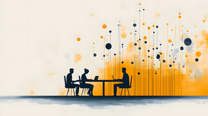 Poster - Collaboration at work office digital artwork creative environment side view teamwork and innovation