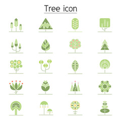 Sticker - Tree icon set in thin line style