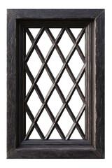 Wall Mural - A dark wooden frame with a diamond-patterned lattice design.