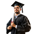 © Qs5066811 - A confident male graduate student wearing a cap and gown