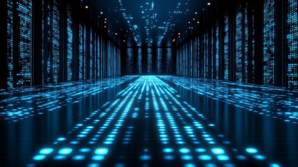 Aufkleber - Cyberpunk Digital Matrix Corridor: Futuristic Data Stream
