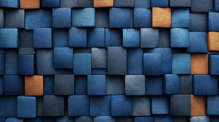 Poster - Abstract Blue and Orange Cube Pattern Background Texture