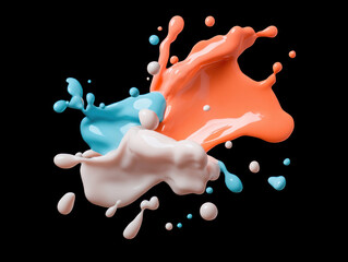 Poster - Colorful paint splashes create dynamic and vibrant composition on black