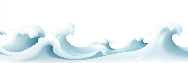 Poster - Waves crashing on shore create serene and calming atmosphere. blue and white colors evoke sense of tranquility and nature beauty