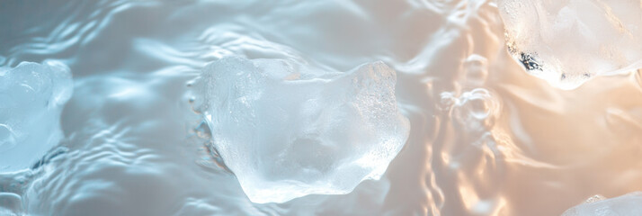 Poster - Clear ice cubes floating in water, creating serene atmosphere