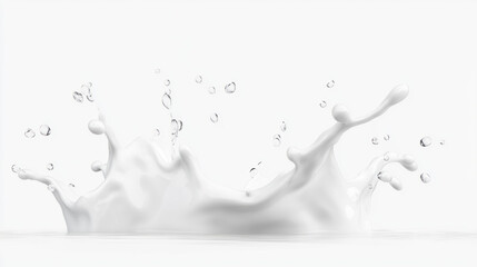 Poster - Splashing white liquid creates dynamic droplets in clean background. energetic movement captures essence of fluidity and freshness