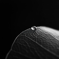 Poster - close up of water droplet resting on textured leaf, showcasing nature beauty and detail