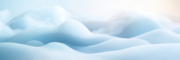 Poster - Soft blue snow drifts create serene winter landscape with gentle curves