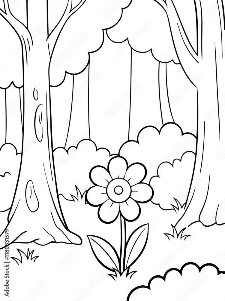 Forest Flower Coloring Page Nature Ready-to-print coloring page on ...