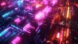 Neon Circuit Board Glowing Abstract Background