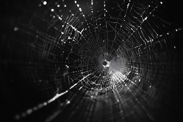 spider web with dew drops