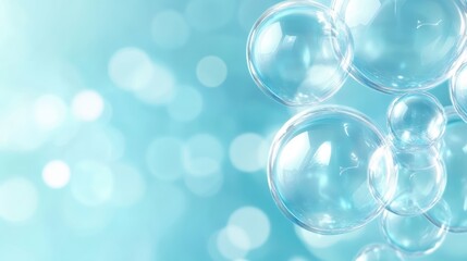 Wall Mural - a blue background with many clear bubbles