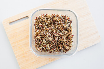 tricolor quinoa close-up, simple ingredients concept