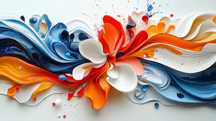 Wall Mural - Abstract colorful paint swirls and splashes.