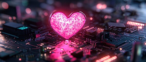 Wall Mural - Digital Heart: Love in the Circuitry