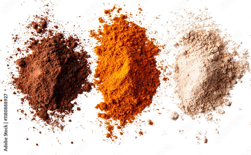 Three Powder Photo of three different powder colors on a white background. Brown and ...