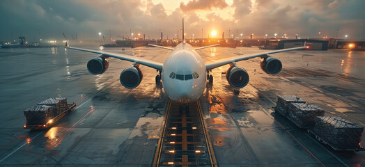 Poster - Cargo plane being loaded with priority packages.