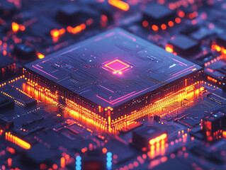 Poster - futuristic circuit board or blockchain network serves as a captivating illustration, embodying essence of electronics, technology, and computer