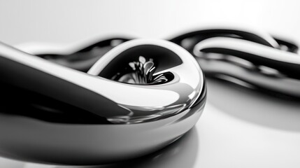 Chrome chain swirling, studio backdrop, abstract design, technology concept