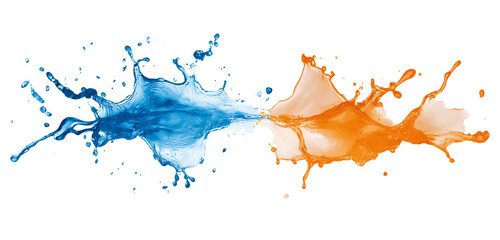 Naklejka na meble Blue and orange water splashes on a transparent background, PNG file 