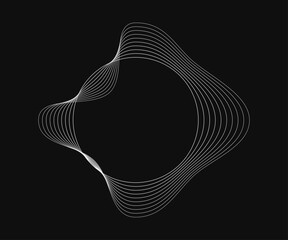 Poster - Round curved frame with dynamic wavy stripes