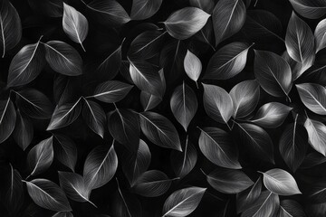 Wall Mural - Monochrome leaf background texture.