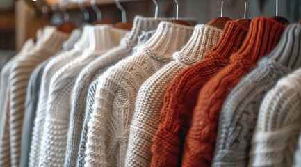 Poster - Many sweaters or clothing hanging.