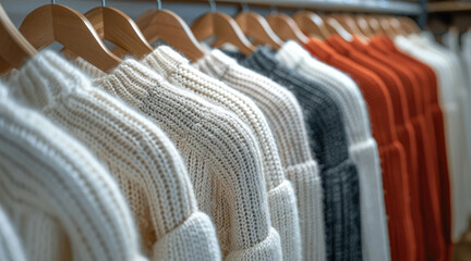Poster - Many sweaters or clothing hanging.