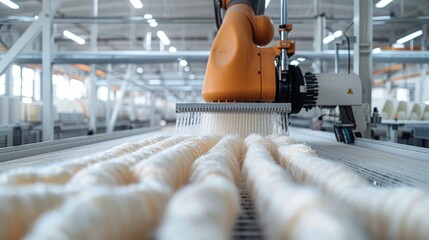 Aufkleber - Robot weaver producing intricate fabrics for designers.