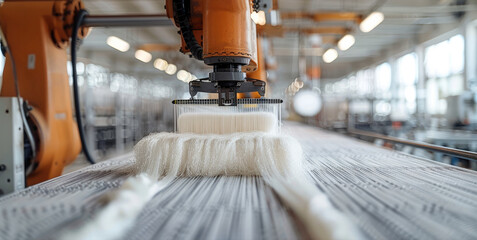 Aufkleber - Robot weaver producing intricate fabrics for designers.