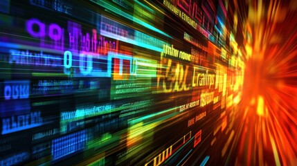 Aufkleber - Dynamic data visualization in technology digital environment motion graphics abstract viewpoint modern concept