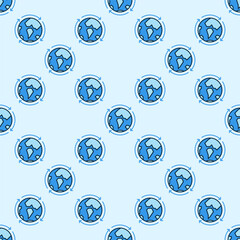 Poster - Arrows Around Earth Planet vector Multipolarity blue seamless pattern