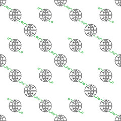 Poster - Earth Globe vector Multipolarity minimal thin line seamless pattern