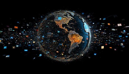 Poster - Abstract digital globe with global network connections