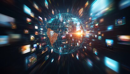 Poster - Abstract digital globe with global network connections