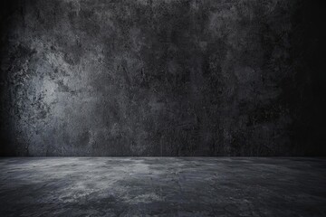 Abstract black and white interior background with a concrete wall, a dark room with a floor and ceiling. minimalist modern architecture with empty space for a design concept