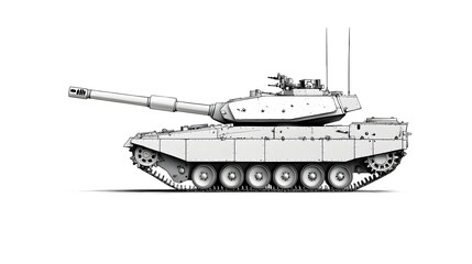 Poster - Minimalist Tank Design, a sleek and simple line drawing of a tank, emphasizing form over detail, showcasing modern artistic expression.
