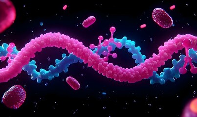 Poster - Vibrant Biochemical Pathways, an intricate illustration showcasing diverse molecular structures and interactions in a colorful, engaging manner