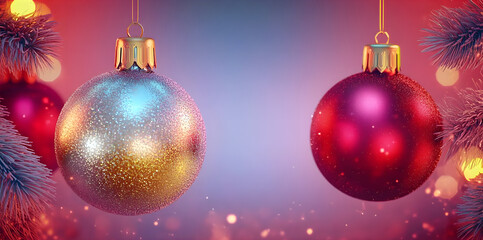 Wall Mural - Merry Christmas 4k background, Christmas tree and bauble ball at New Years eve animation, New Year and Christmas eve social media motion background.