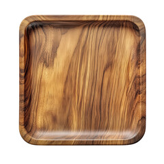 Wall Mural - square wooden tray with a smooth. polished surface. showcasing a rich grain pattern typical of olive wood the tray's rounded edges and natural finish suggest it is designed for serving food or display