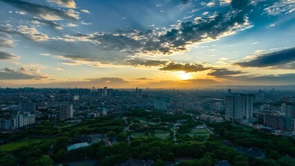 Wall Mural - Sunset Panorama over Urban Landscape