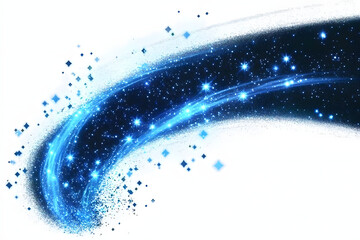 Wall Mural - abstract blue cosmic trail with sparkling stars on a transparent background. perfect for science fic