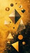 © NpicArt - Abstract Gold Geometric Shapes Floating In Space