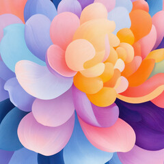 Aufkleber - Vibrant flower petals in shades of pink, orange, and purple create stunning visual. soft curves and colors evoke sense of tranquility and beauty