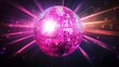 © utaem2022 - Pink disco ball reflecting colorful lights in a nightclub
